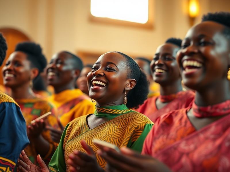Ghanaian Adventist choir singing in worship